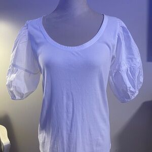 LOFT White Puff Sleeve Blouse